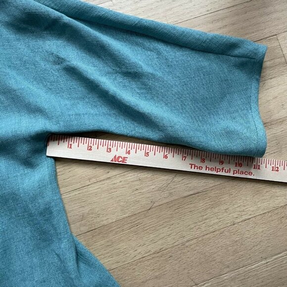 Emmelle Women's Blouse Top Round Neck Short Sleeve Pullover Solid Green Size 0 - Picture 6 of 6